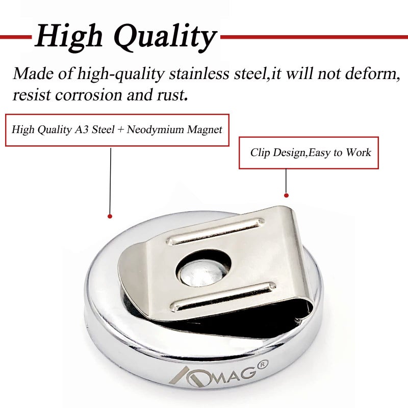 AOMAG Super Strong Neodymium Magnets Belt Clip 100 lbs Magnetic Waist Tool Holder 2" in Dia - Image 4